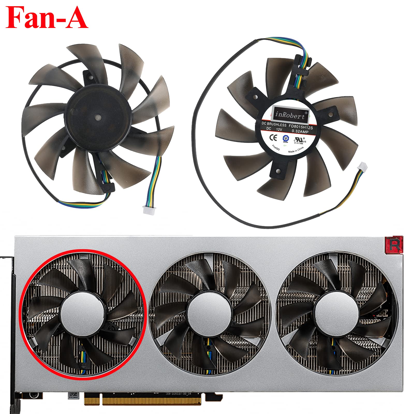 inRobert 75mm FD8015H12S VII Replacement Cooling Fan for AMD Radeon VII GPU - High Performance Graphics Card Fan for PC Gaming, Mining & Video Editing Workstations