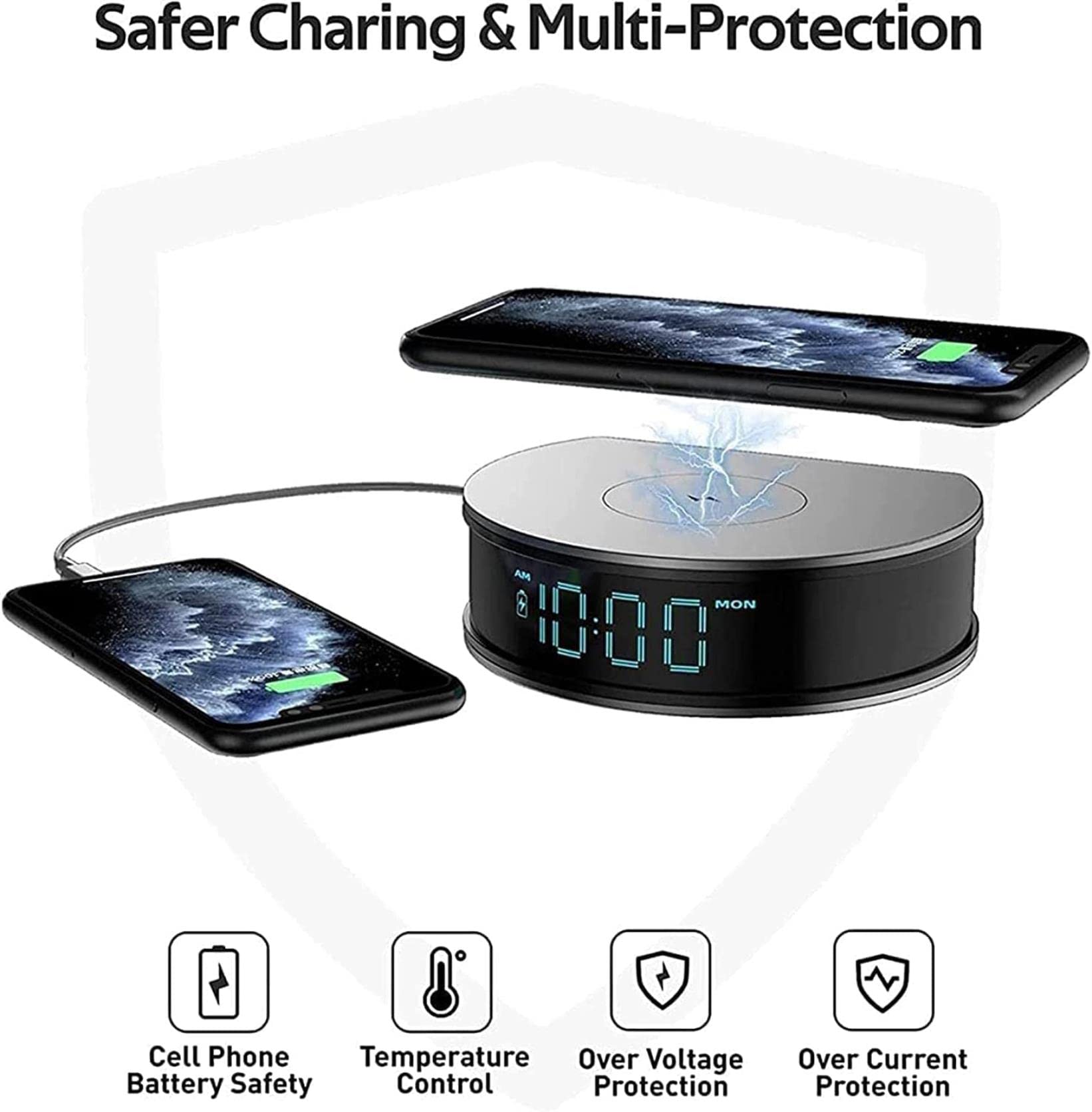GZYHDC WiFi Spy Camera Clock - 1080P HD Smart Home Security Camera with Two-Way Audio, Night Vision & Wireless Charging Station | 32GB Storage | Indoor/Outdoor Hidden Surveillance for Home, Office, Baby Monitor & Pet Watching