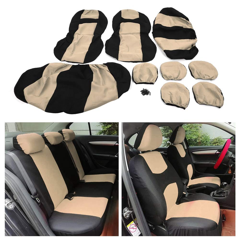 Universal 9-Piece Breathable Car Seat Cover Set - Non-Slip, Scratch-Proof Seat Protectors for 5-Seat Vehicles | Perfect for Daily Commuting, Road Trips & Interior Protection