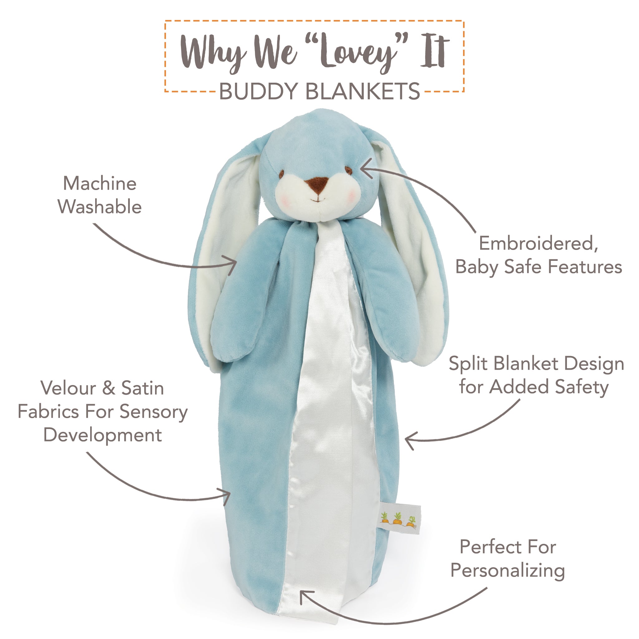 Nibble Buddy Blanket - Soft Chewable Sensory Blanket for Babies & Toddlers in Stormy Blue | Perfect for Teething, Autism Comfort & Calming Anxiety