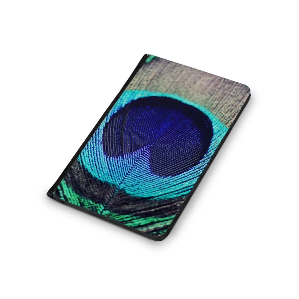 Elegant Peacock Feather Flip Wallet - Passport & ID Holder for Travel