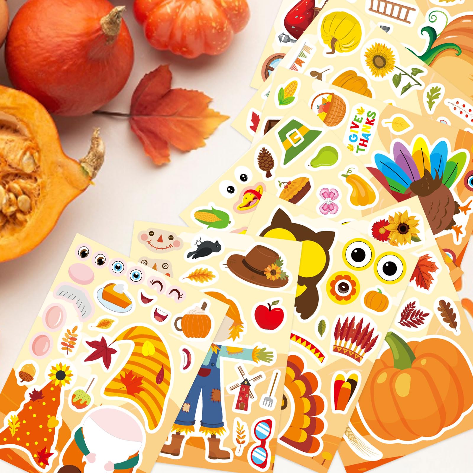 Thanksgiving Party Pack - 32 Sheets Turkey Face & Harvest Stickers, Decorations & Games for Kids & Adults | Perfect for Classroom, Home & Office Celebrations