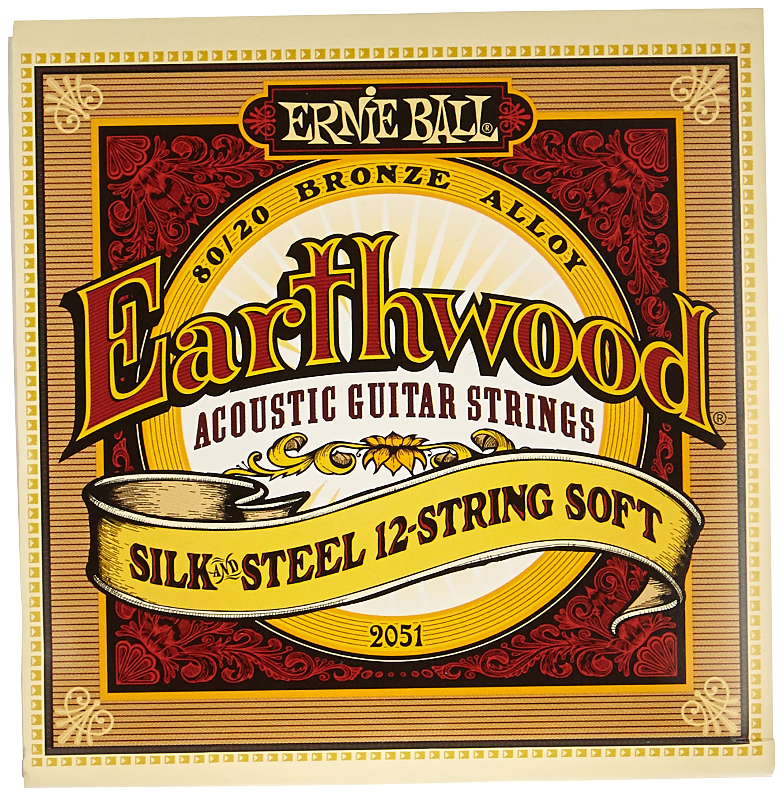 Ernie Ball Earthwood Silk & Steel 12-String Acoustic Guitar Strings - Extra Soft 9-49 Gauge (P02051) - Perfect for Fingerstyle & Gentle Strumming