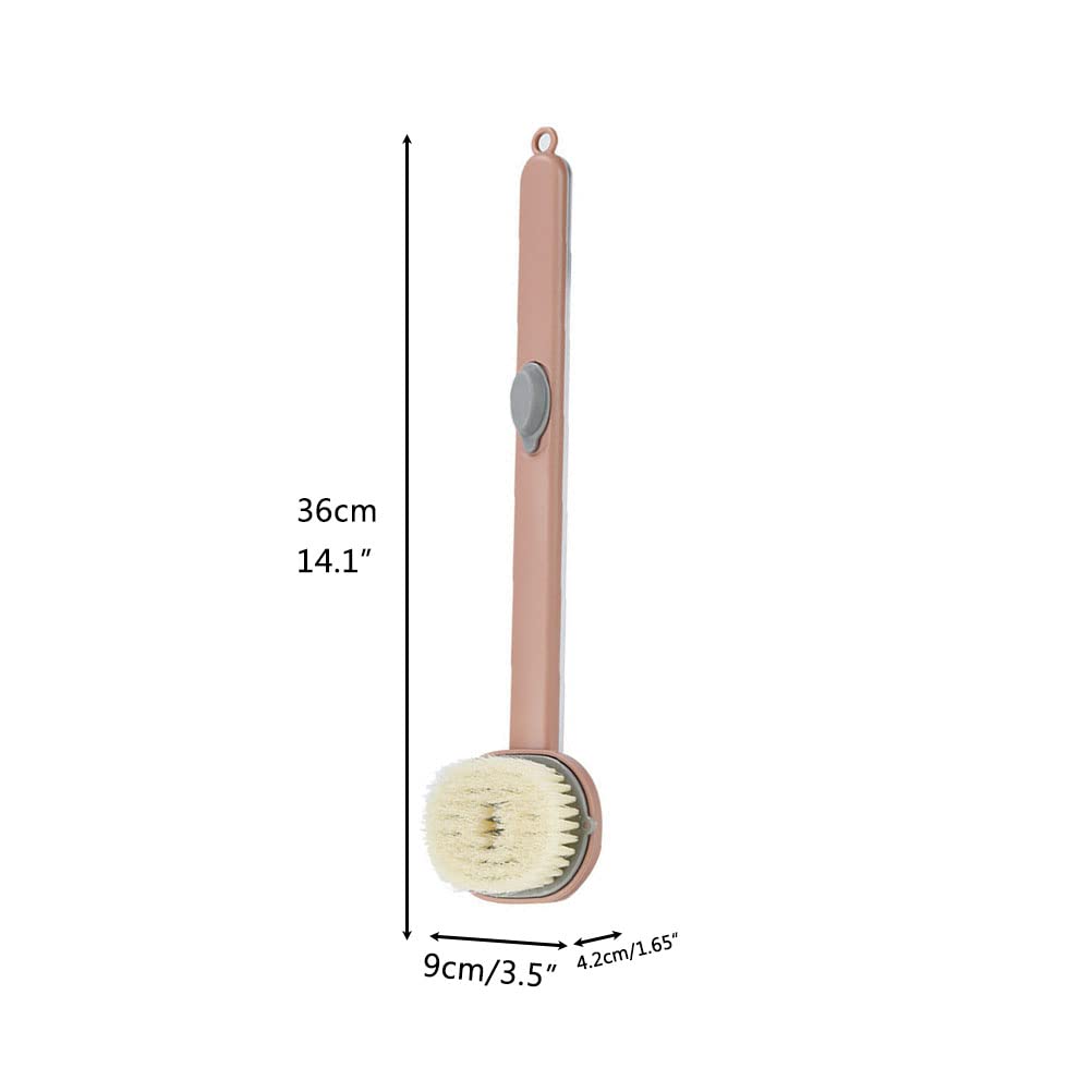 Gefemini Long Handle Bath Brush with Detachable Back Scrubber and Soap Dispenser - Exfoliating Body Wash Brush for Deep Cleaning, Massage & Back Care - Perfect for Shower, Spa & Home Bathing Routine