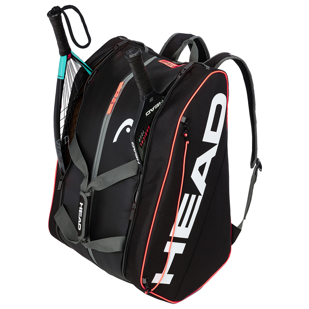 Head Tour Pickleball Supercombi 10-Pack Paddle Bag (Black/Orange) - Premium Storage for Pickleball Paddles & Gear - Perfect for Tournaments, Practice & Courtside Organization