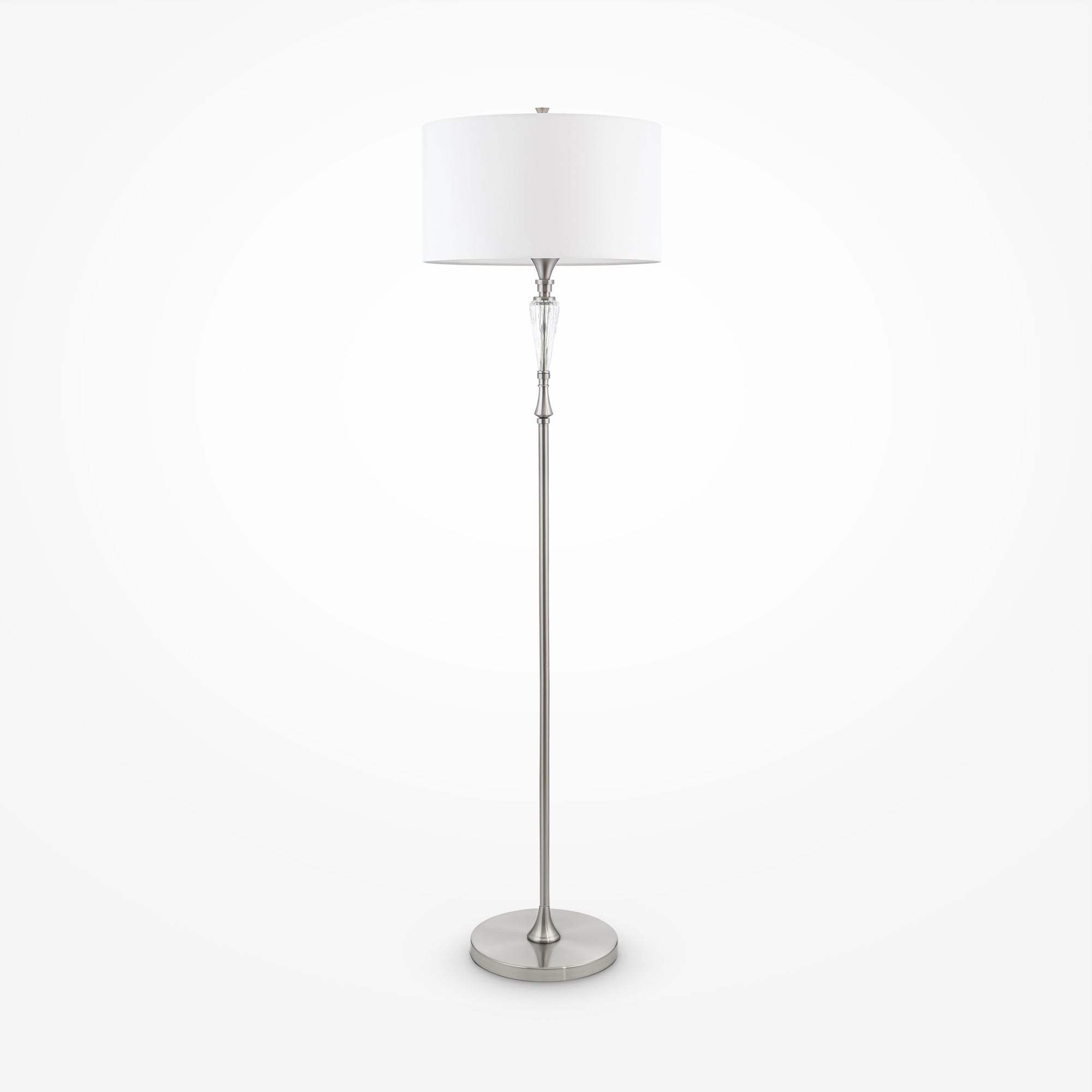 Modern Alicante Floor Lamp with E27 Socket - Nickel & White Finish for Living Room, Bedroom, or Office Lighting