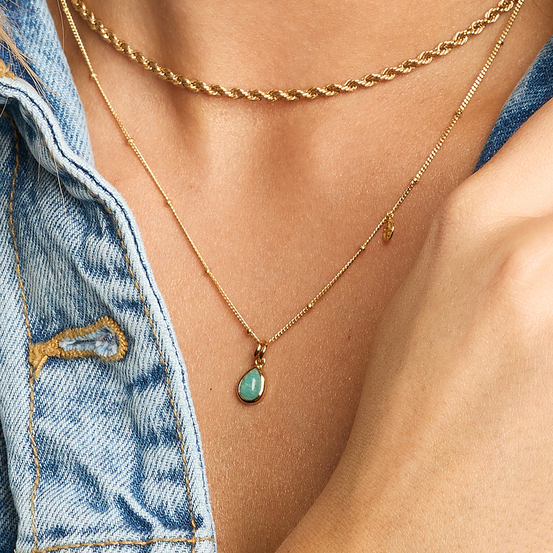Amazonite Healing Stone Pendant Necklace - Natural Gemstone Jewelry for Stress Relief & Positive Energy - Perfect for Meditation, Yoga & Spiritual Gifts