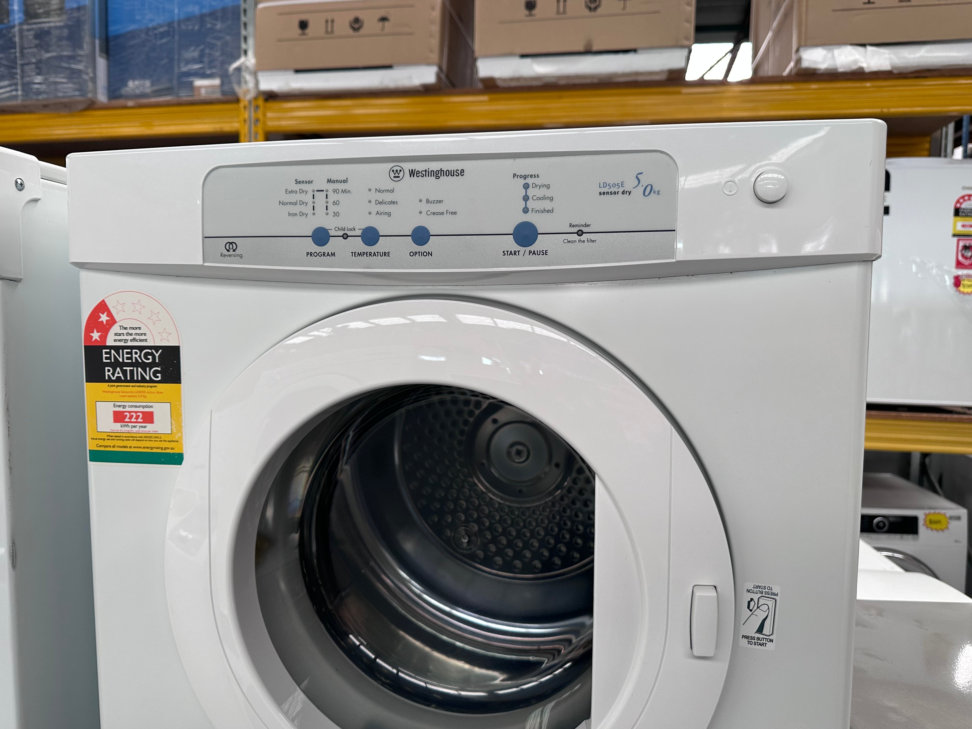 Westinghouse 5kg AutoSensing Dryer - Energy Efficient Refurbished Laundry Machine for Home & Apartment Use | Perfect for Small Spaces & Eco-Friendly Drying