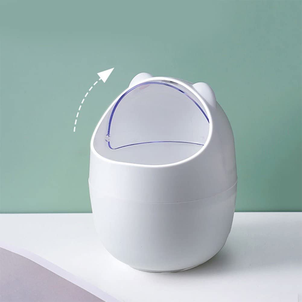 Cute Bear Mini Desktop Trash Can with Lid - Kawaii Pen Holder & Storage Bin for Office, Bedroom, and Dorm Organization