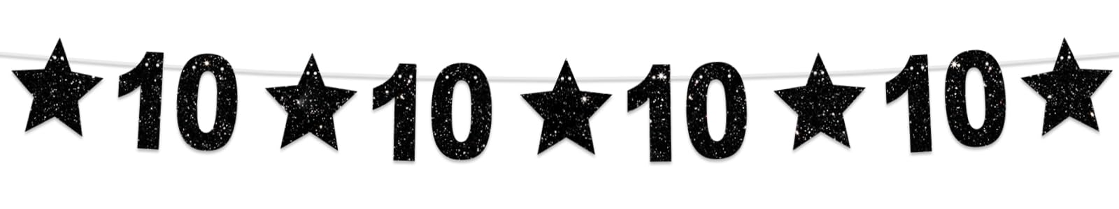 10th Birthday Party Decorations - Glitter Black Star Banner, Shiny Bright Star Backdrop for Wall, Classroom, Home - Cheers to 10 Years Bday Supplies | Perfect for Birthday Parties, Festivals, School Events & Home Decor