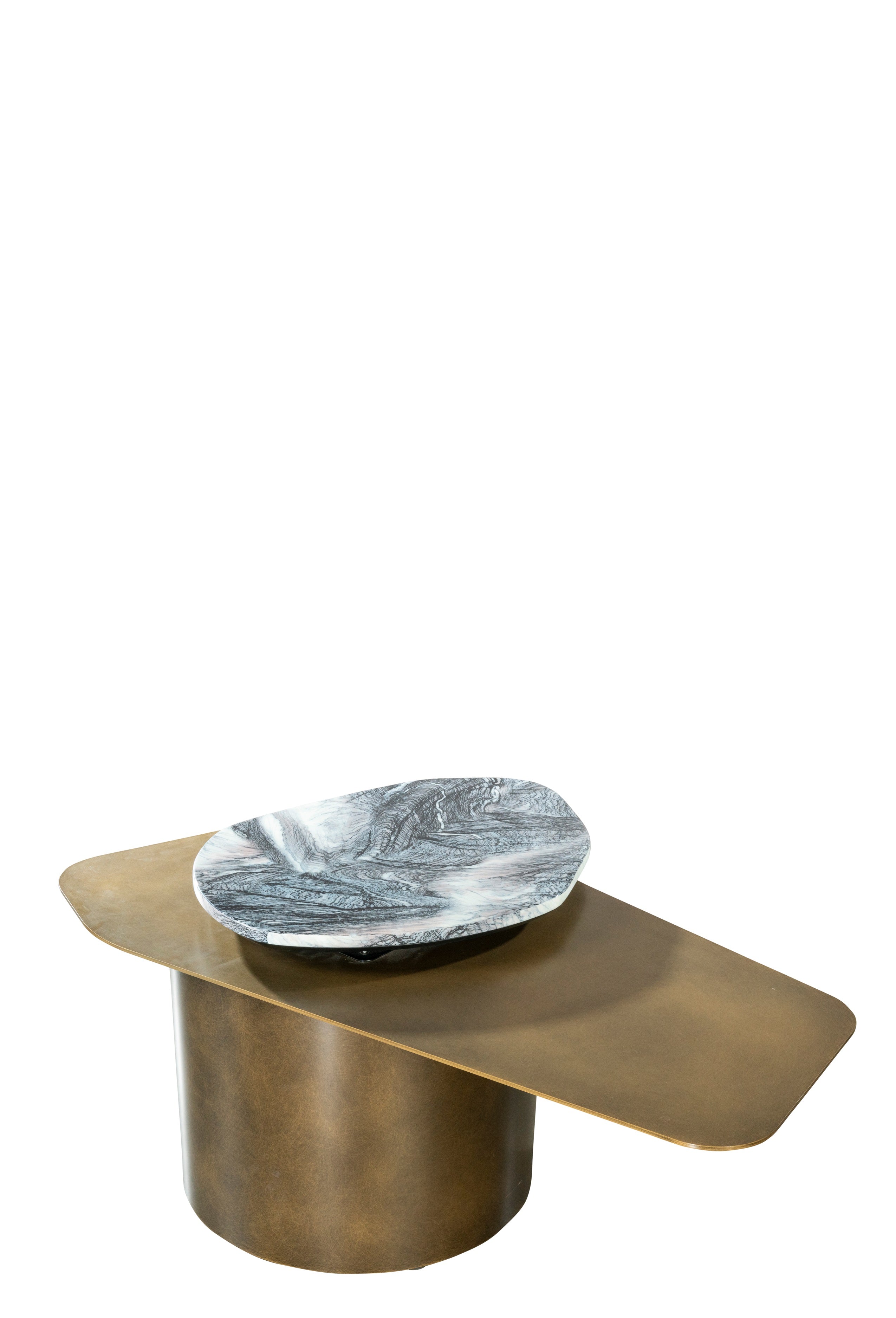 Modern Irregular Alexis Rotating Marble Top Coffee Table - Luxury Living Room Furniture for Home Decor & Small Space