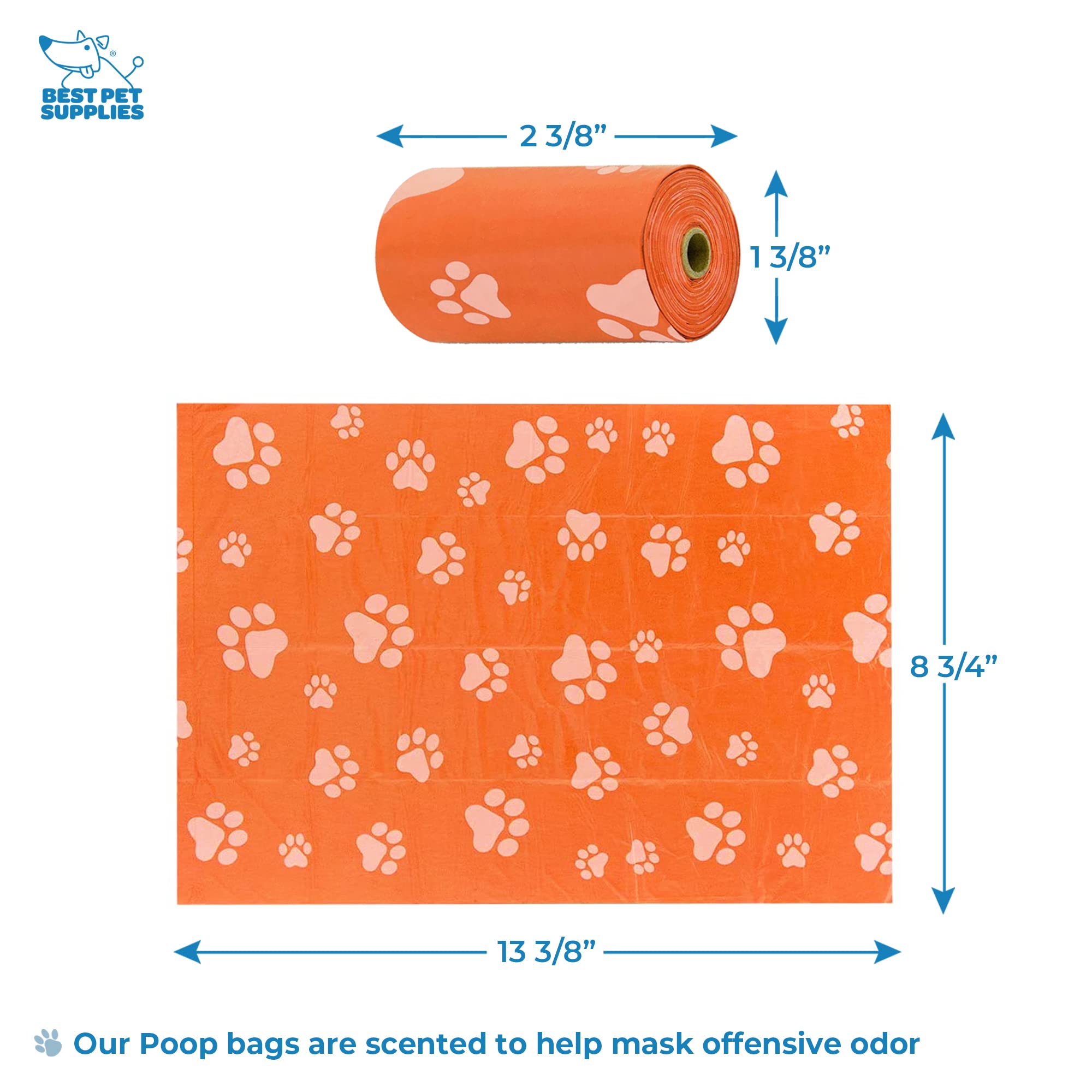Premium Dog Poop Bag Holder with 30 Bags - Clip-On Leash Attachment for Walking, Hiking & Travel - Durable Reusable Dispenser for Park & Outdoor Activities - Orange (2 Pack) - Perfect for Pet Owners On-The-Go