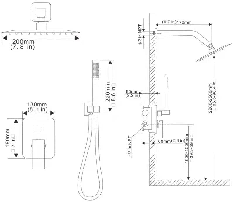 Luxury Brushed Nickel Shower System - 8