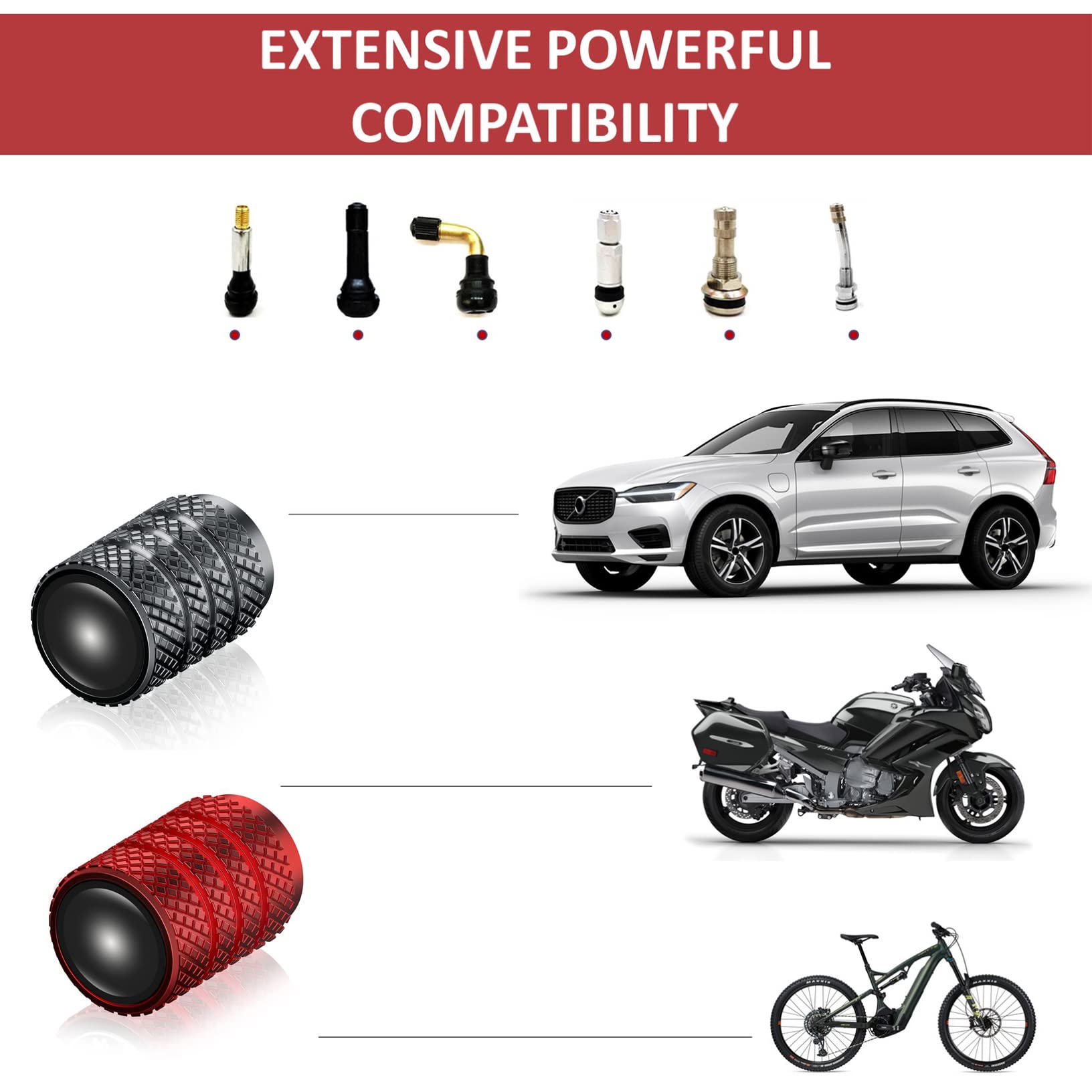 5pcs Aluminum Car Tire Valve Caps - Corrosion Resistant & Leak-Proof for Maserati (Black) - Perfect for Wheel Protection & Style