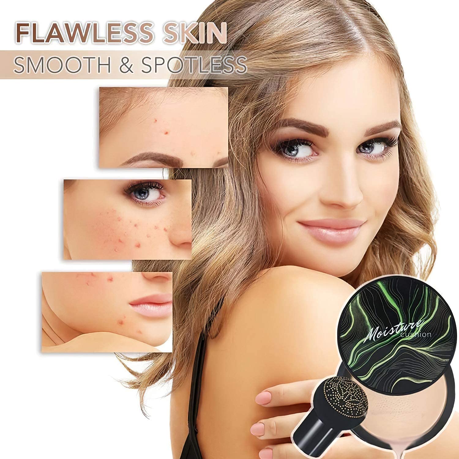 SUNISA Swiss Edition 3-in-1 Air Cushion CC Cream & BB Cream Foundation with Concealer - Lightweight Full Coverage Makeup for Flawless Skin, Perfect for Daily Wear & Touch-Ups