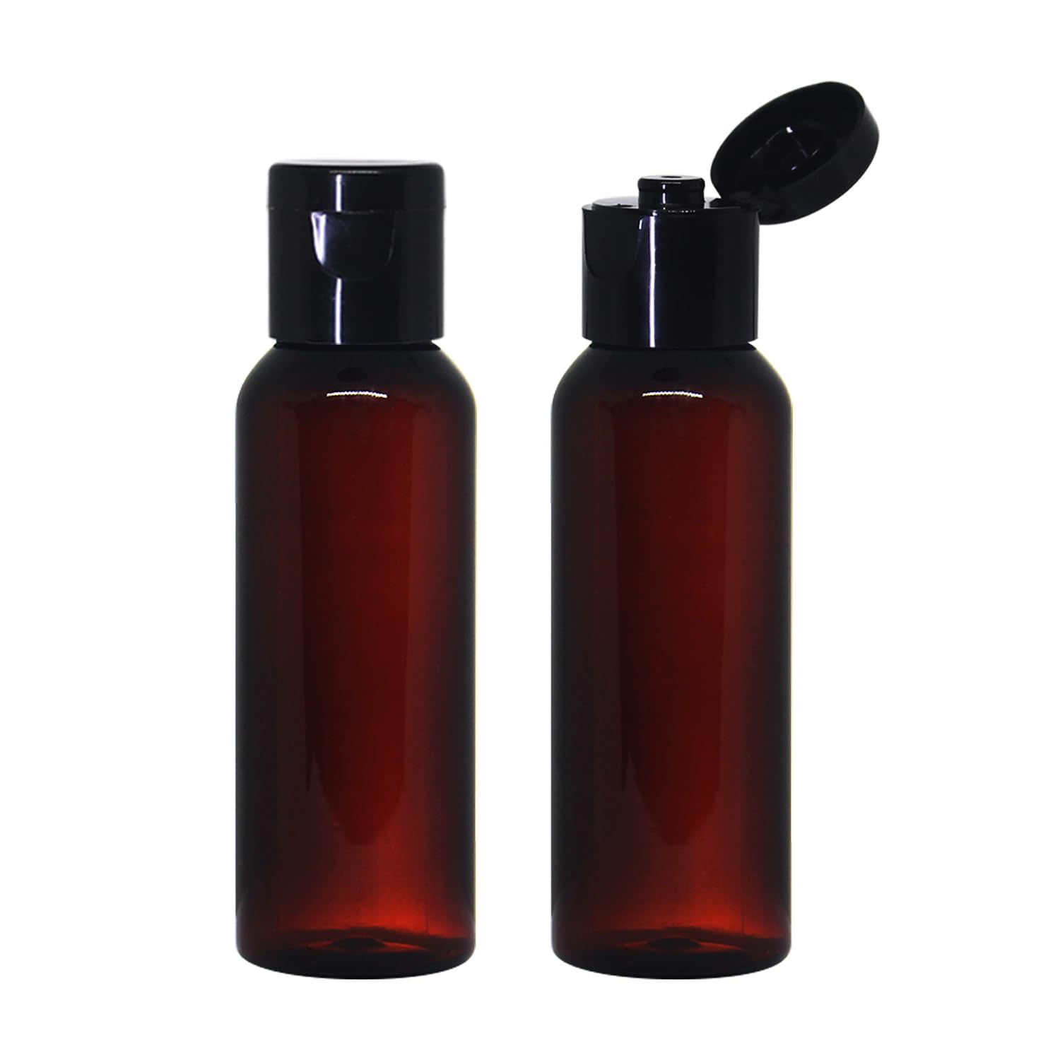 NSB Herbals 50ml Empty Amber Plastic Bottles - 6 Pack Refillable Travel Size Cosmetic Containers with Leak-Proof Flip Cap for Toiletries, Shampoo, Lotion & Cream - Perfect for DIY Skincare, Essential Oils & Travel Accessories