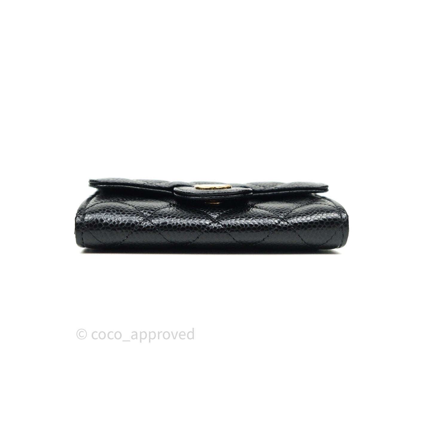Chanel Caviar Quilted Flap Card Holder Wallet - Black with Gold Hardware | Luxury Compact Wallet for Women, Perfect for Everyday Use & Special Occasions