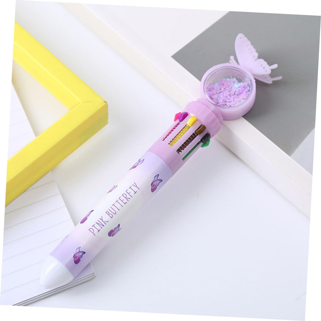 DIYEAH 4-Piece Butterfly Shimmer Ballpoint Pen Set - Vibrant Multi-Color Gel Pens for School, Office & Creative Writing - Perfect Gift for Students, Boys & Girls (Ideal for Note Taking, Journaling & Art Projects)