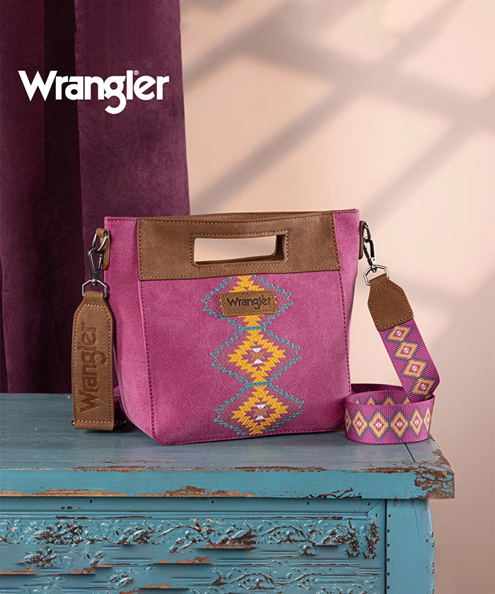 Wrangler Aztec Embroidered Crossbody Bag for Women - Stylish Boho Purse with Adjustable Strap, Perfect for Travel, Shopping & Daily Use