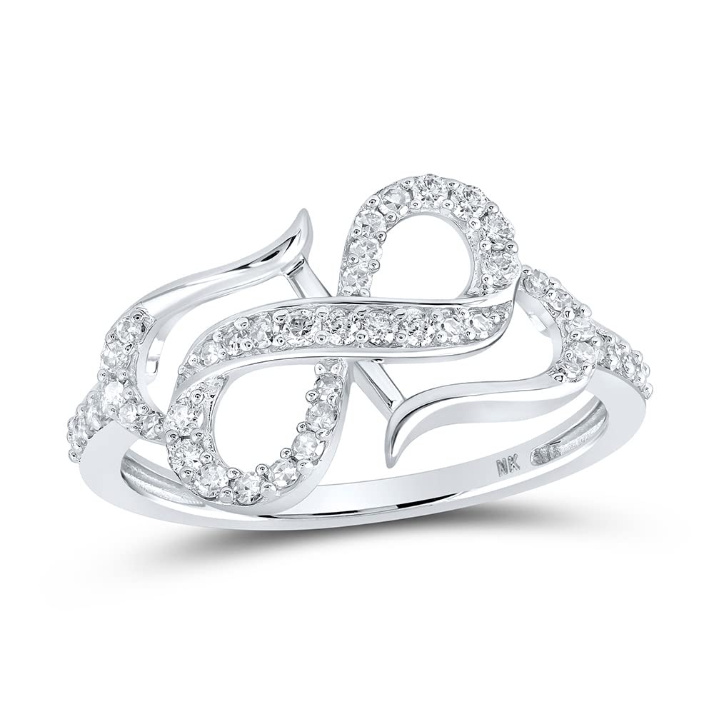 10K White Gold Women's Round Diamond Infinity Heart Ring - 1/3 CTTW, Perfect for Anniversary, Engagement & Valentine's Day Gifts