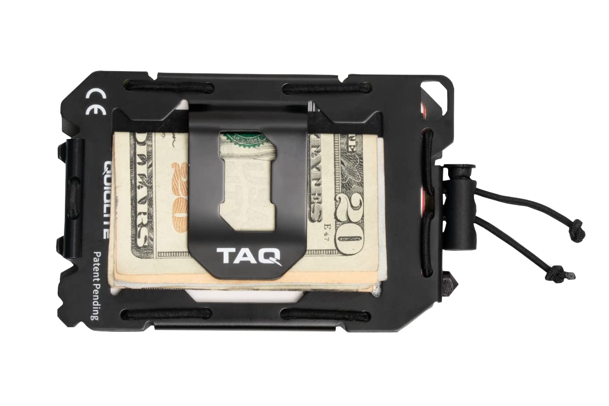 TAQWallet Slim Metal RFID Blocking Wallet with Dual LED Flashlight - Holds 10+ Cards, Money Clip, Window Breaker, Bottle Opener & Screwdriver (Black) - Perfect for Travel, Outdoor Adventures & Everyday Carry (EDC)