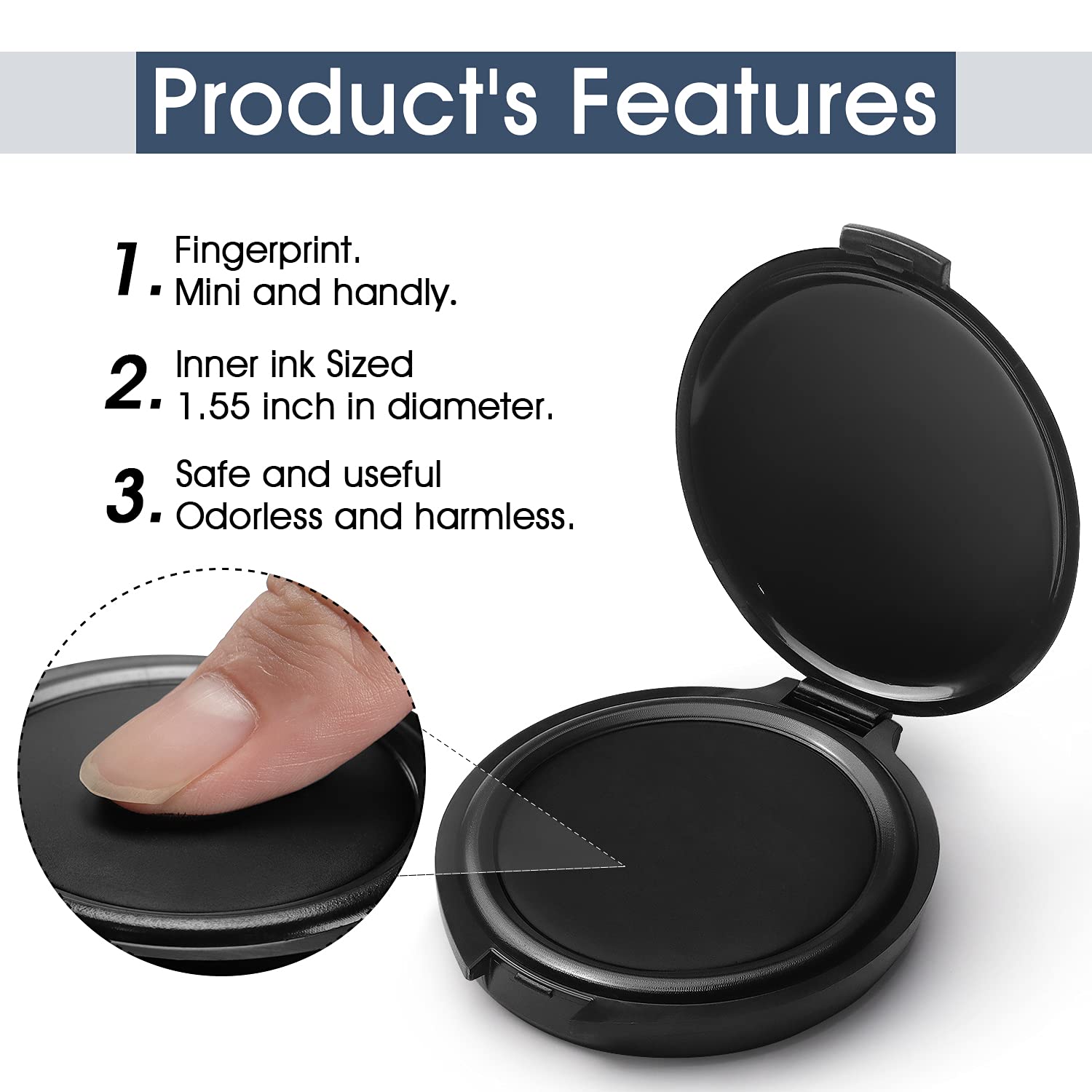 3 Pack Black Fingerprint Ink Pad for Notary, Security ID & Law Enforcement - Thumbprint Stamp Pad for Identification Cards, Documents & Official Use