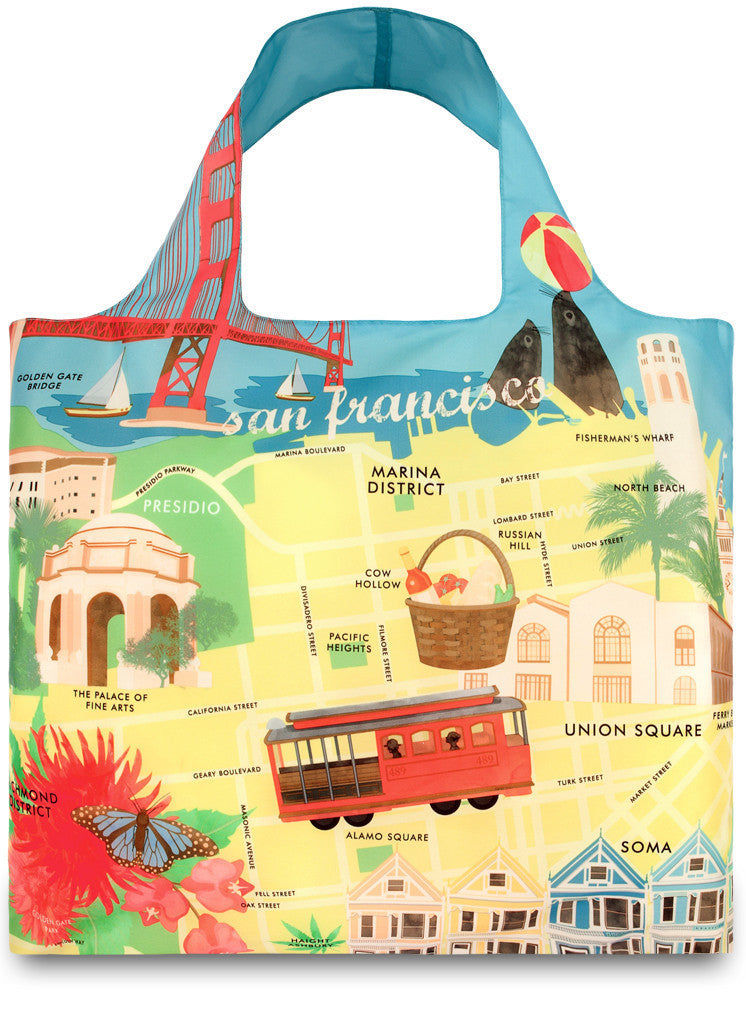LOQI Tote Bag URBAN Collection by Melissa Mackie - Stylish Reusable Shopping Bag for Groceries, Work & Travel | Eco-Friendly Foldable Tote for Women & Men