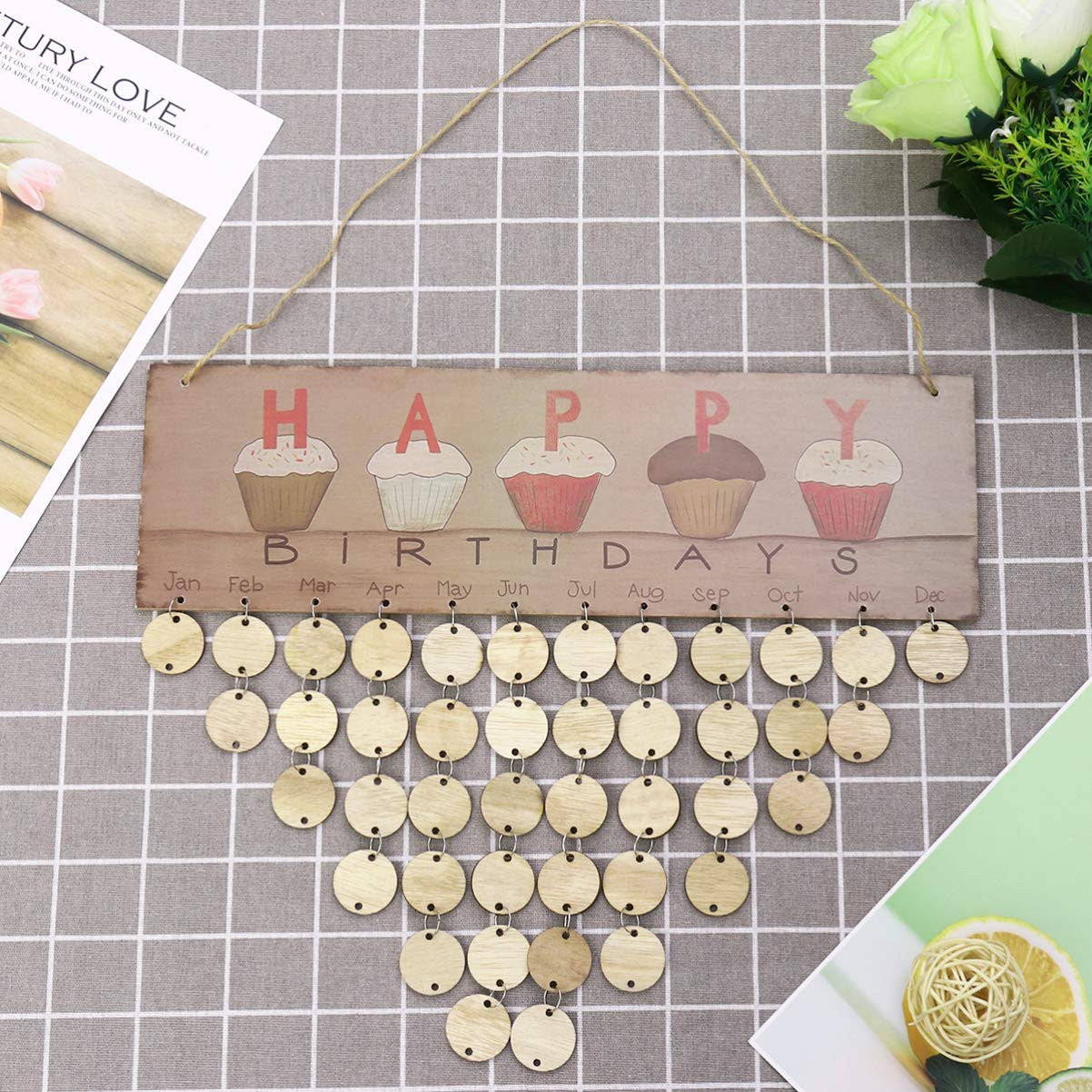 BESPORTBLE Wooden Hanging Calendar - DIY Plaque Memo Board for Birthday Reminders & Home Office Decor | Perfect for Wall Organization, Gift Giving & Daily Planning