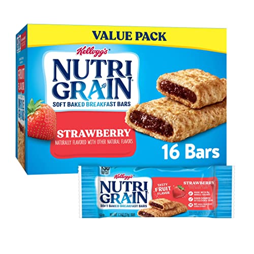 Nutri-Grain Soft Baked Breakfast Bars - Whole Grain Strawberry Snacks for Kids - Value Pack (3 Boxes, 48 Bars) - Perfect for School Lunches, After-School Snacks & On-the-Go Breakfast