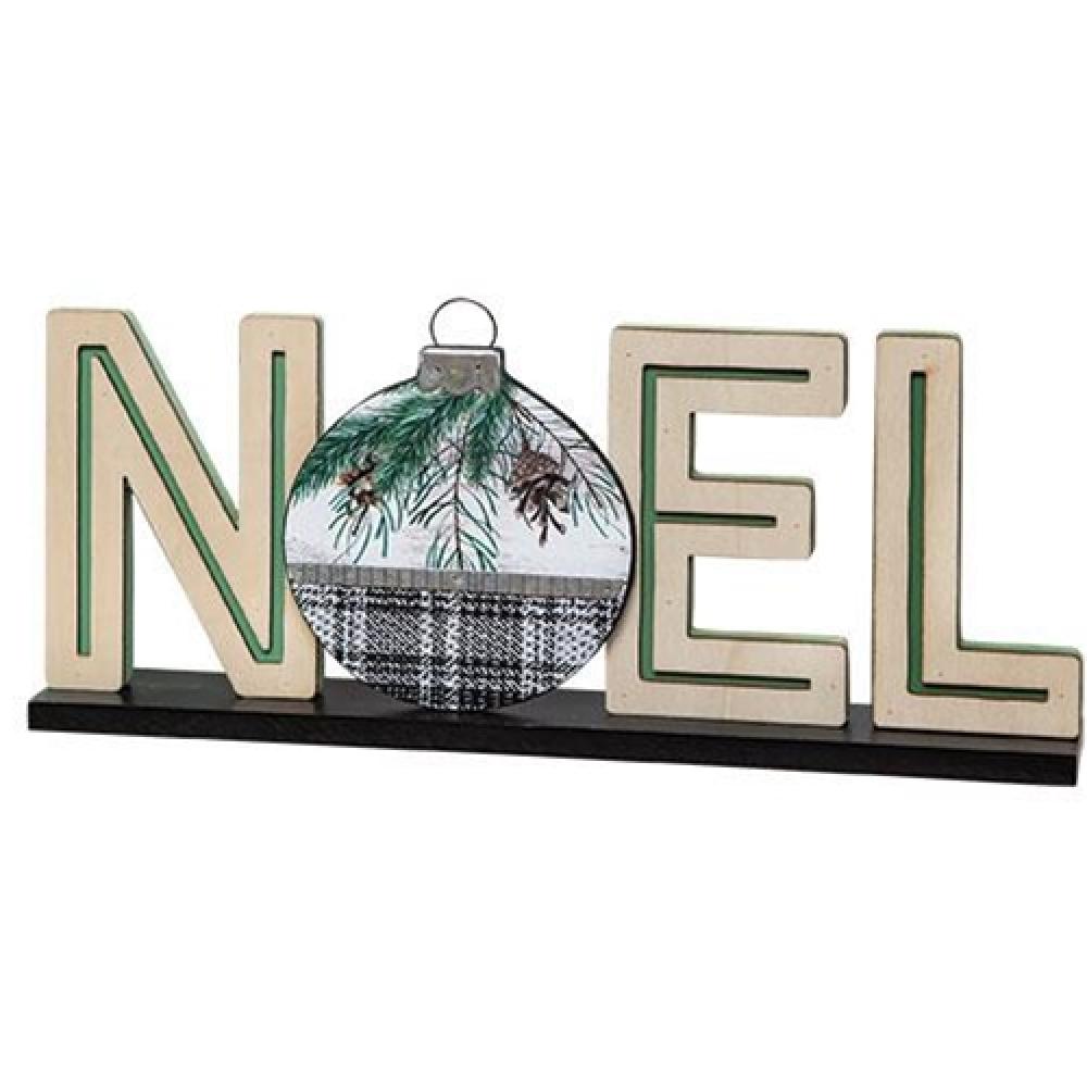 Noel Christmas Figurine with Ornament on Base - Perfect for Holiday Home Decor and Gift Giving