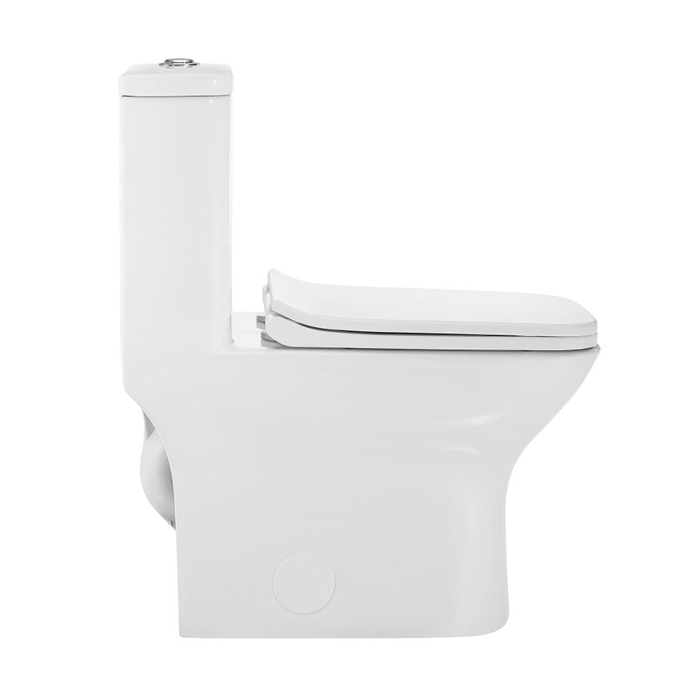 Square One-Piece Toilet with Dual Flush 1.1/1.6 GPF - 10-Inch Rough-In - Modern Water-Saving Bathroom Fixture for Small Spaces & Contemporary Homes