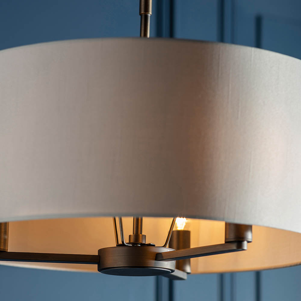 Alistair 3Lt Shaded Pendant Light Fixture - Antique Bronze & Matte Nickel Finish - Perfect for Dining Room, Kitchen Island or Bedroom Lighting