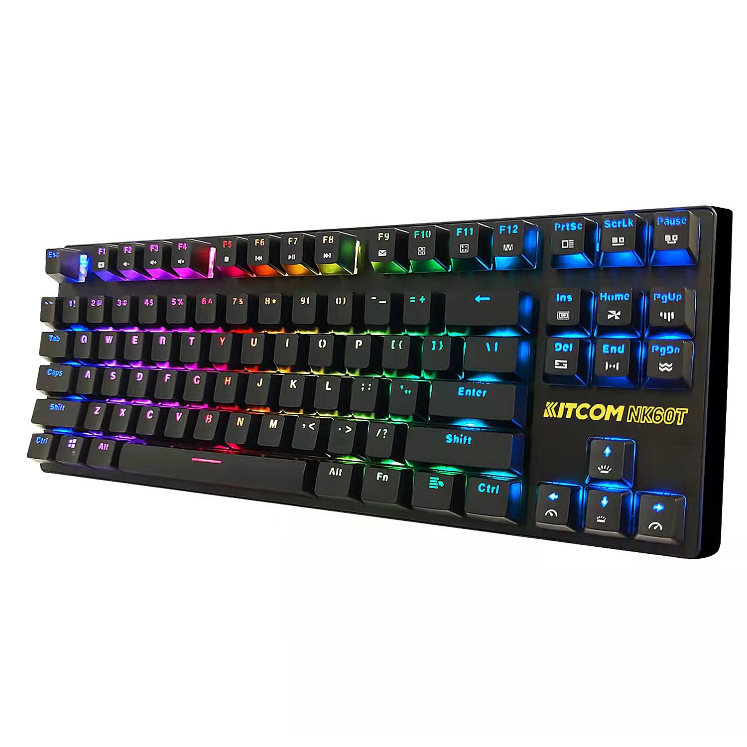 KITCOM NK60T TKL 87-Key Mechanical Gaming Keyboard with Blue Switches, Customizable RGB Backlit, Anti-Ghosting - Wired Compact Keyboard for PC Gamers (Black) | Perfect for Esports, Streaming & Office Work
