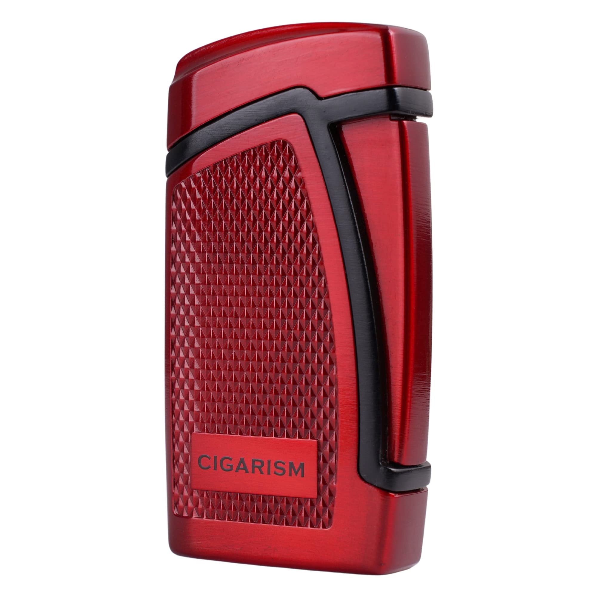 Premium CIGARISM Double Torch Jet Flame Cigar Lighter with Punch - Windproof Butane Lighter for Cigars & Cigarettes (Red) - Perfect for Outdoor Smoking, Camping & Gifts