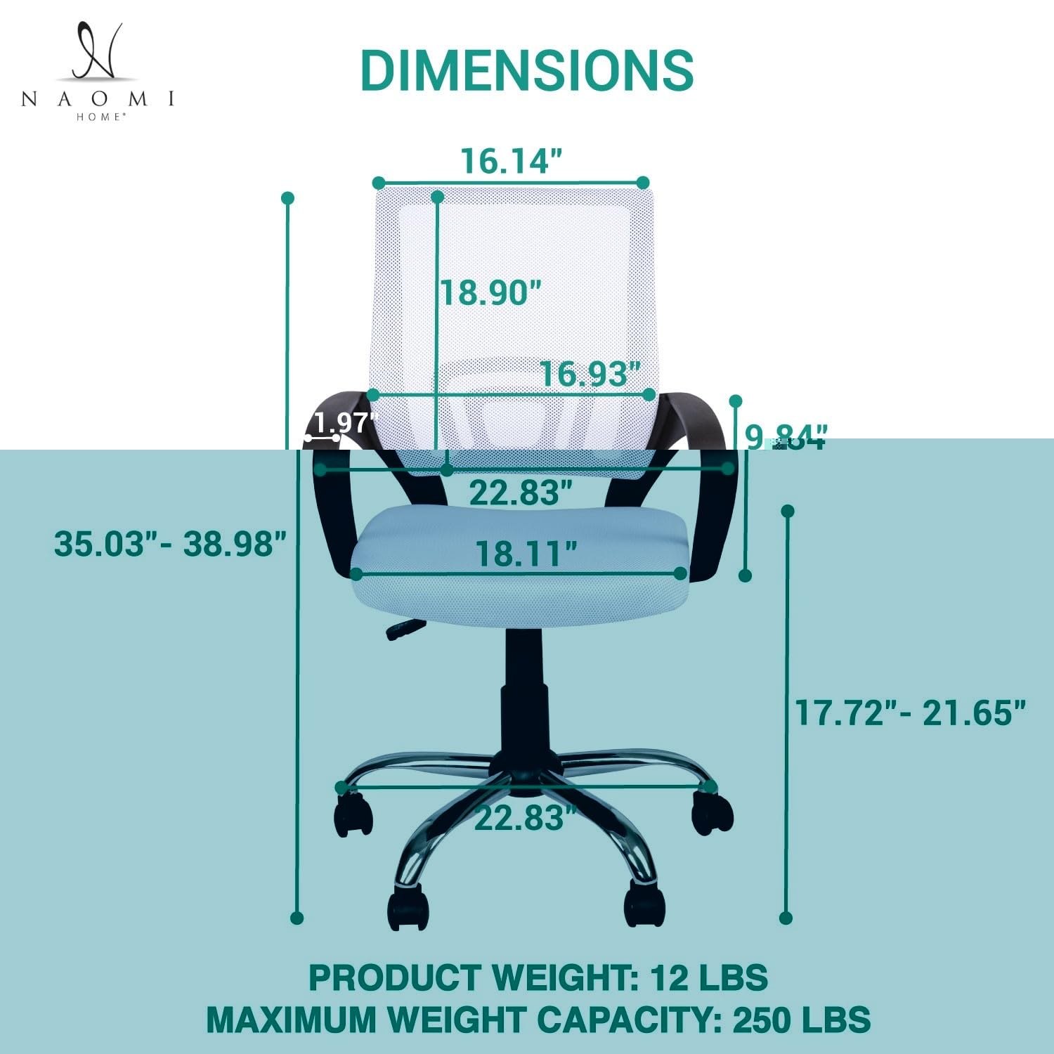 Ergonomic Office Chair with Adjustable Lumbar Support - Comfortable Swivel Rolling Computer Desk Chair for Home & Office - White Executive Chair for Small & Tall Desks - Perfect for Long Work Hours, Gaming, and Remote Work Setup