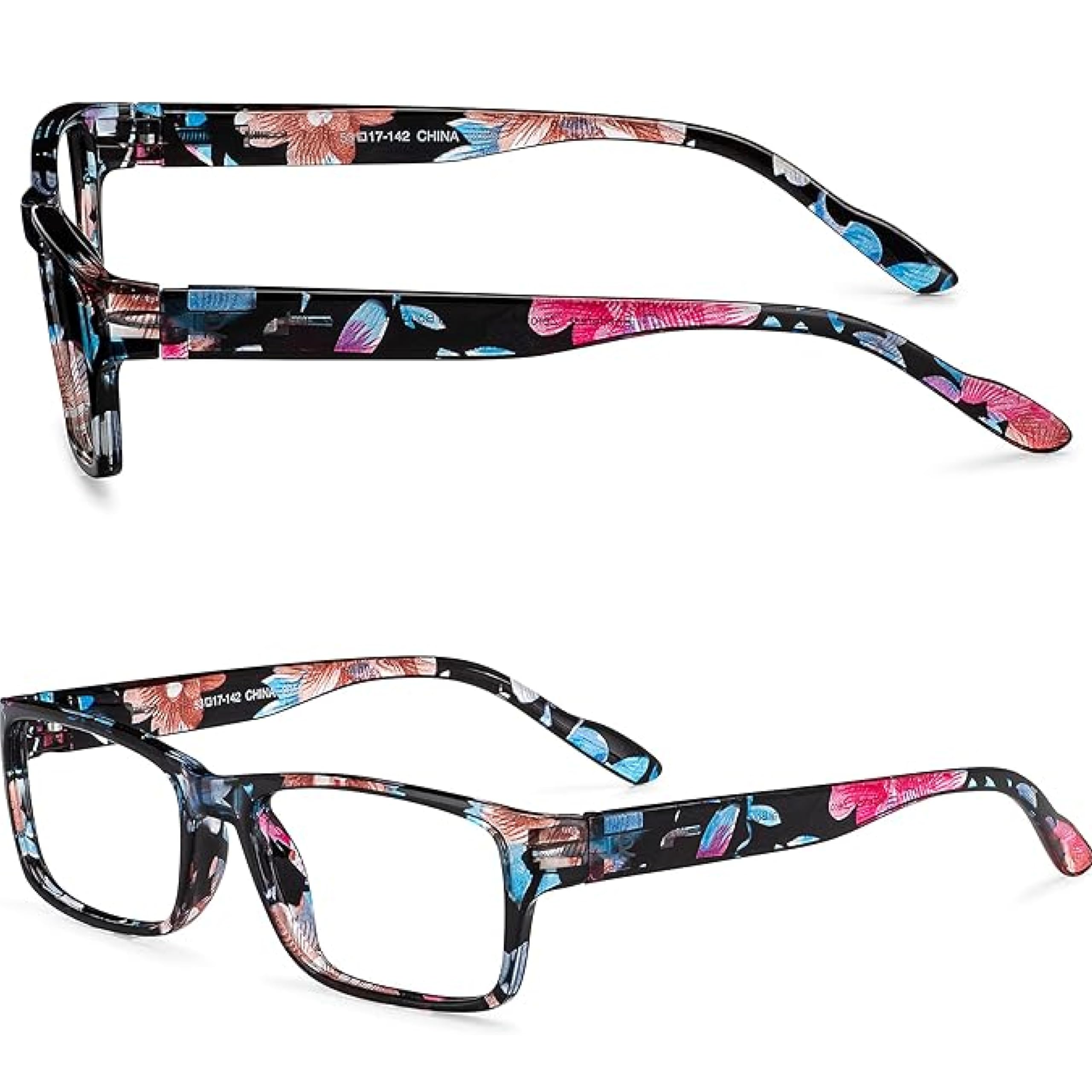 Blue Light Blocking Reading Glasses 1.75 Magnification - Floral Computer Eyeglasses with Thin Reflective Lens, Anti-Glare & UV Protection for Men & Women - Reduce Eye Strain for Work, Gaming & Digital Screen Use