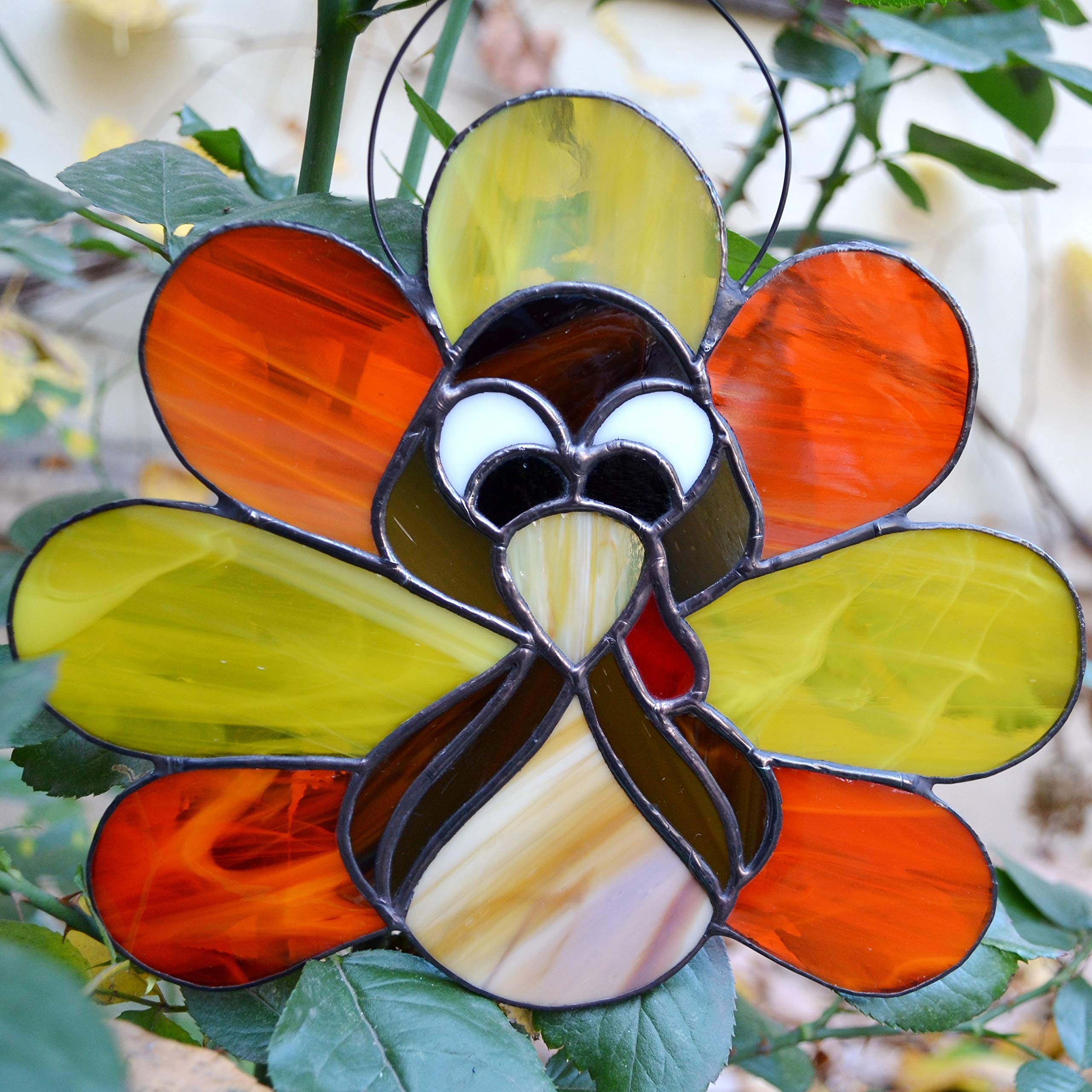 Thanksgiving Turkey Stained Glass Suncatcher - Handmade Window Hanging Decor & Wall Art for Holiday Home Decoration | Perfect for Thanksgiving Decor, Christmas Ornaments, and Seasonal Gift Ideas
