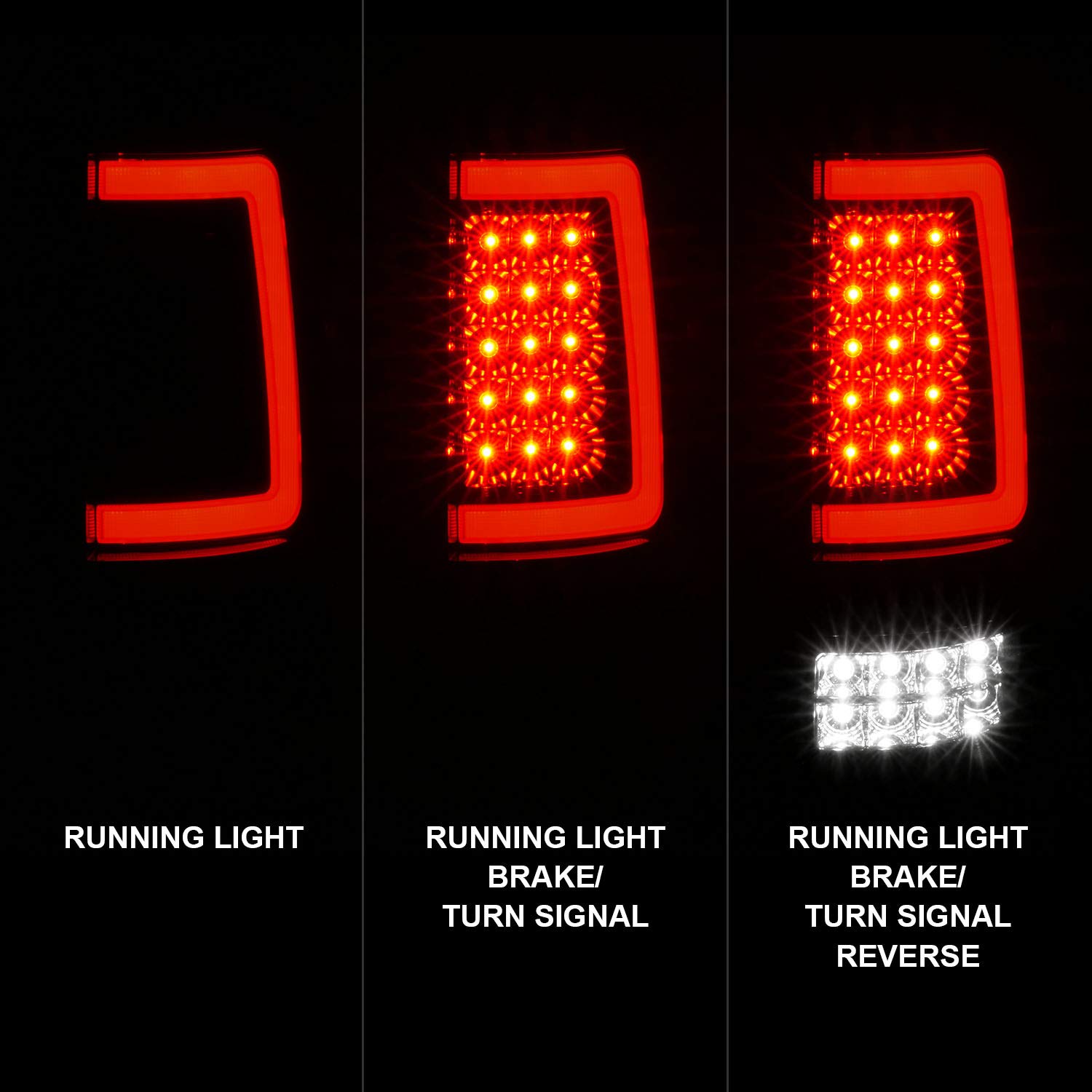 2004-2008 Ford F150 Styleside Full LED Smoke Black C-Type Tube Tail Lights Pair - Driver & Passenger Side | Enhanced Visibility & Style for Night Driving & Custom Truck Upgrades