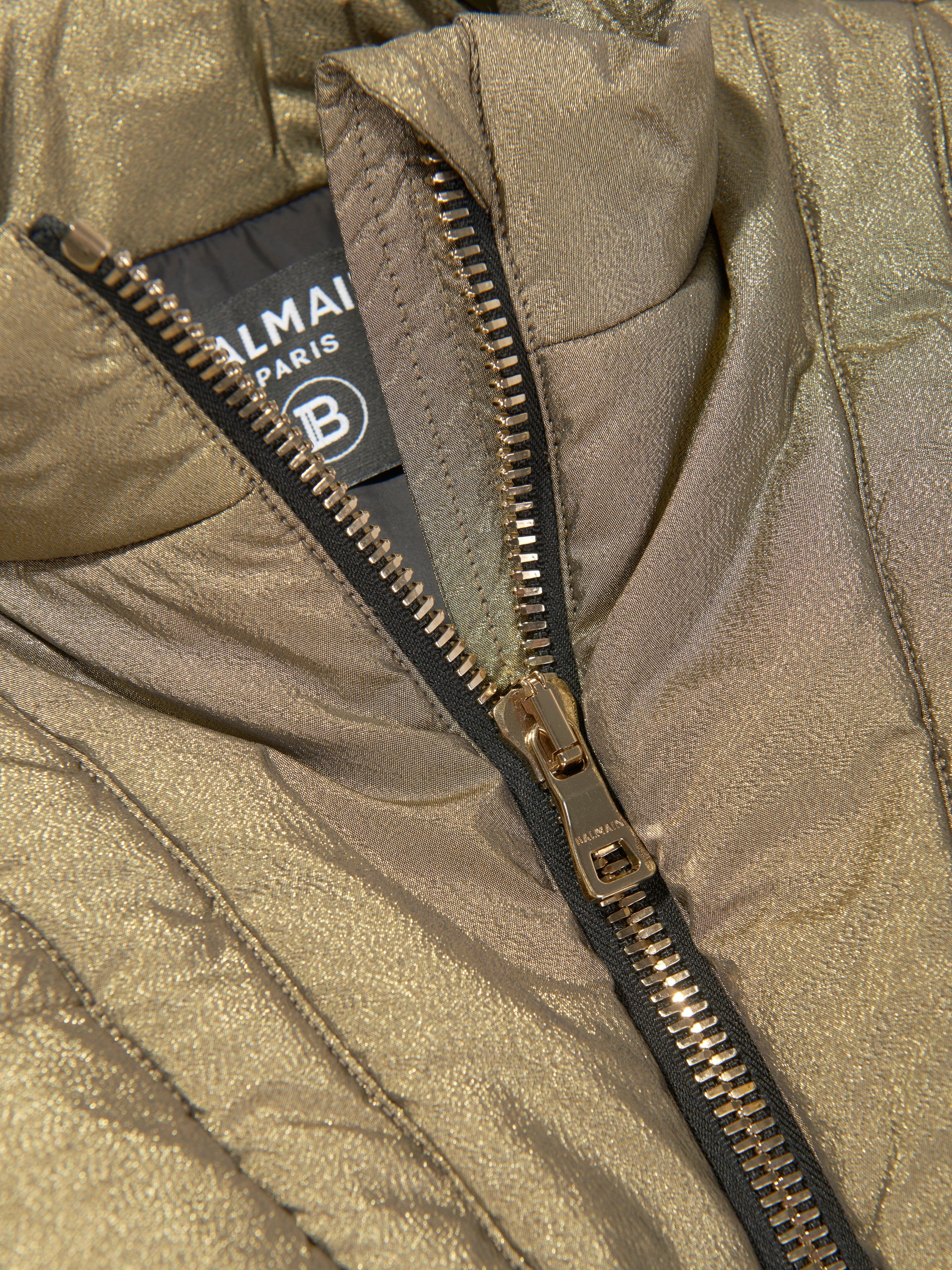 Balmain Girls Gold Puffer Jacket - Warm Winter Coat for Kids, Stylish Outerwear for School & Outdoor Activities