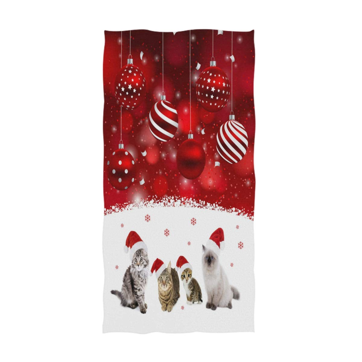 Funny Christmas Cats with Santa's Hat Decorative Hand Towels - Soft, Highly Absorbent Large Guest Towels (16x30 Inches) for Bathroom, Hotel, Gym, Spa & Holiday Home Decor - Perfect for Xmas Party, Gift & Festive Decorations