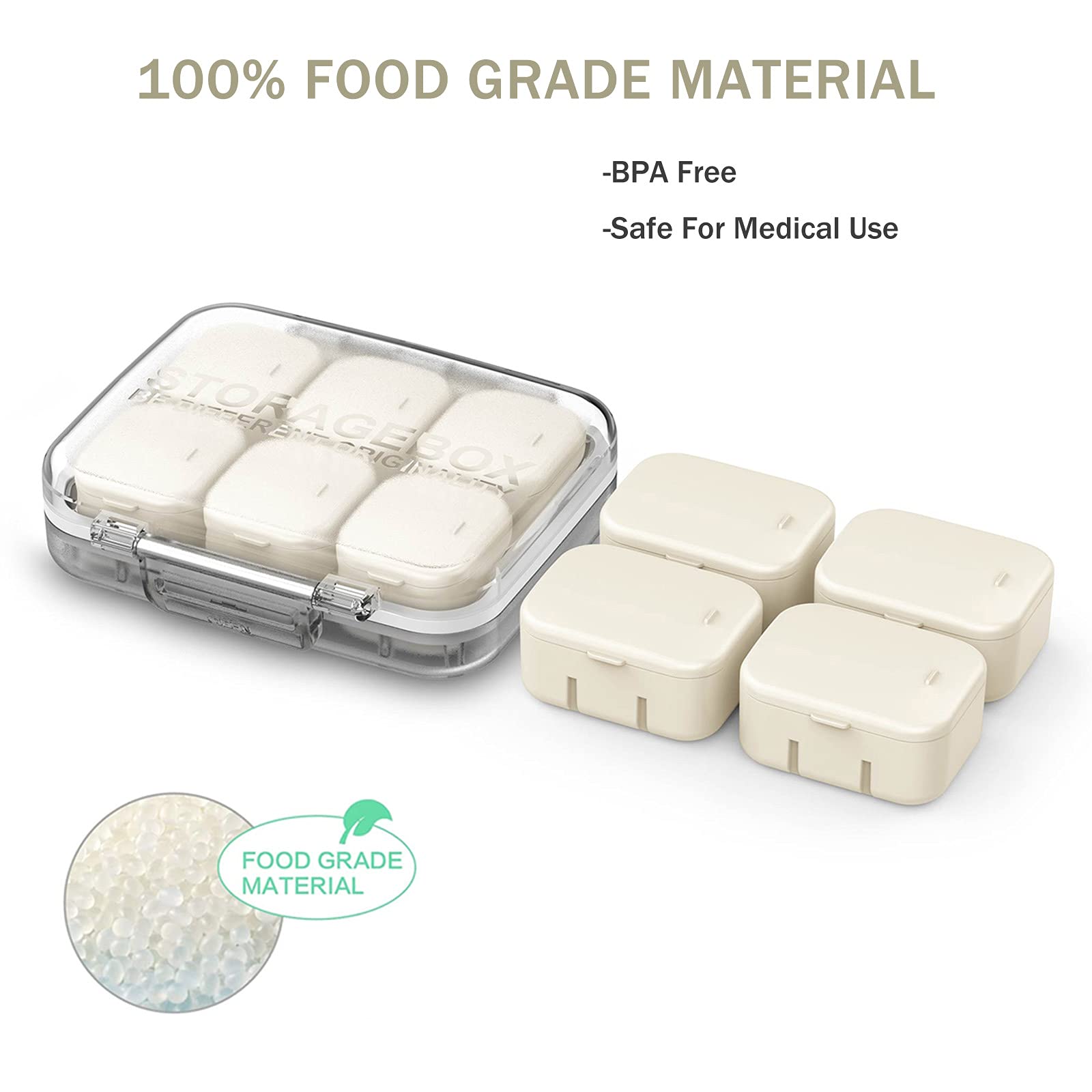 SOFISO 4/6 Grid Free Assembly Travel Pill Organizer - 10 Day Portable Medicine Box with Waterproof Design for Vitamins, Fish Oil & Supplements - Perfect for Daily Medication, Travel & Home Use