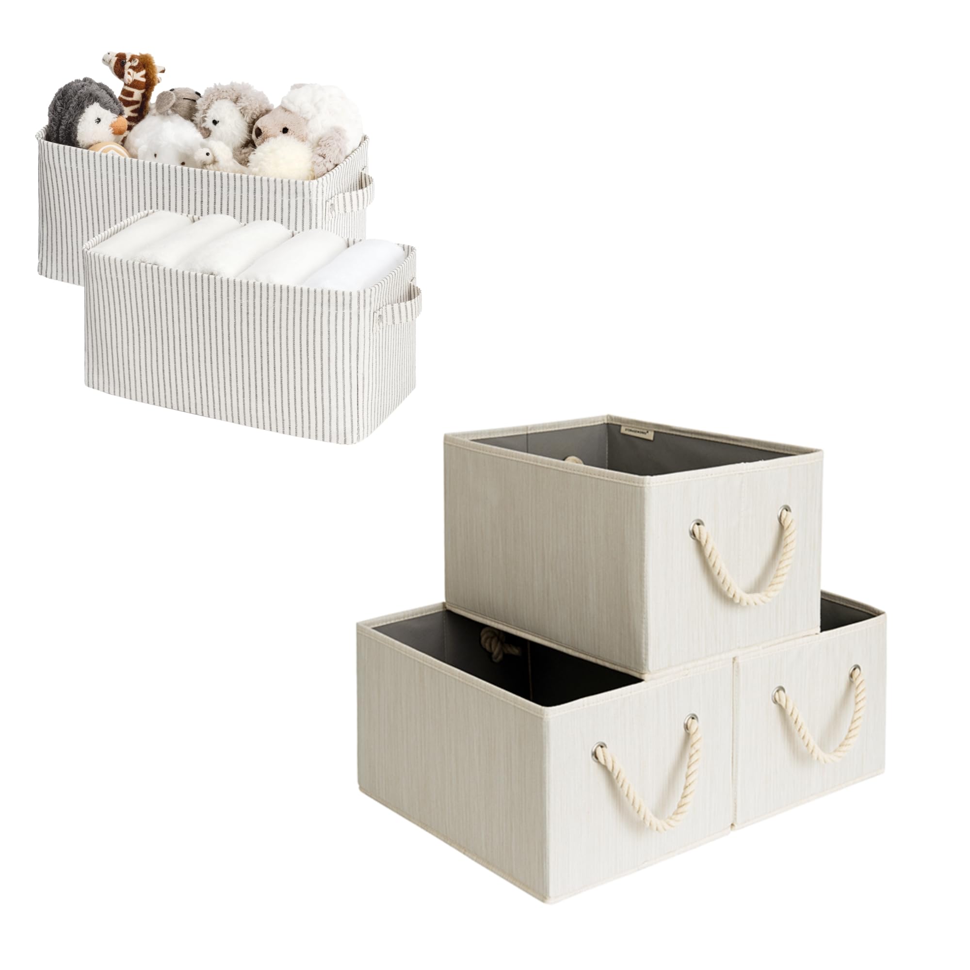 Foldable Fabric Storage Bins with Handles - Organize Shelves & Home Decor
