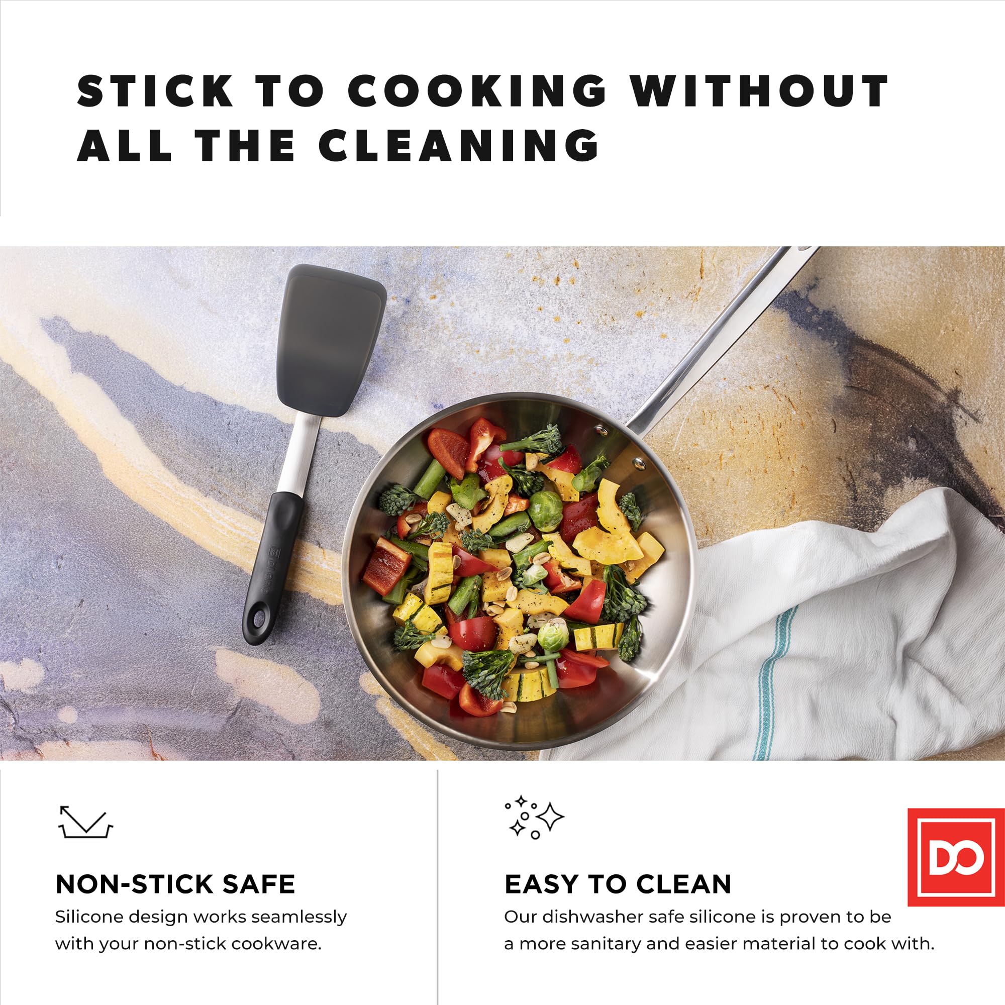 DI ORO Egg Spatula - Premium Silicone Turner for Nonstick Pans - Heat-Resistant Kitchen Spatula (600°F) - Flexible Thin Flipper for Eggs, Pancakes & Burgers - BPA Free & Dishwasher Safe - Perfect for Breakfast Cooking & Grilling