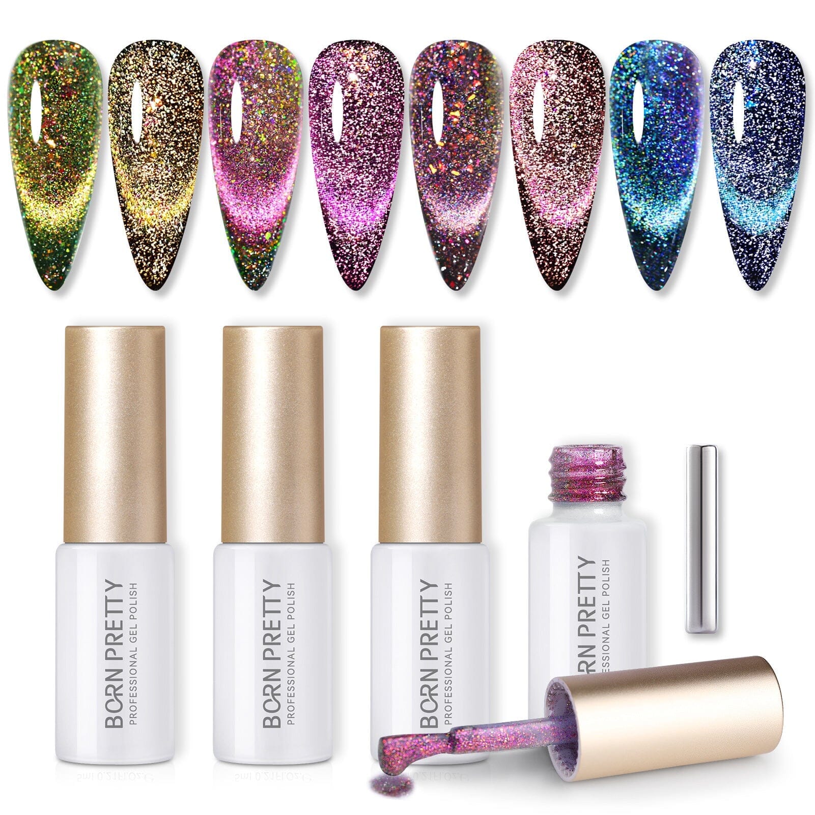 4 Colors Cat Magnetic Gel Polish Set 5ml - Long Lasting Nail Art Kit for Home & Salon Manicure, DIY Nail Design, Gift for Cat Lovers