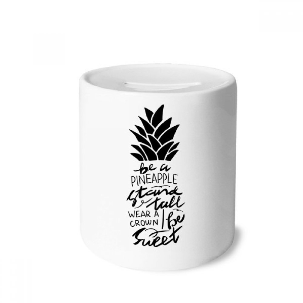 DIYthinker Ceramic Pineapple Piggy Bank - Stand Tall Sweet Quote Money Box Coin Case - Perfect Gift for Kids, Teens & Home Decor