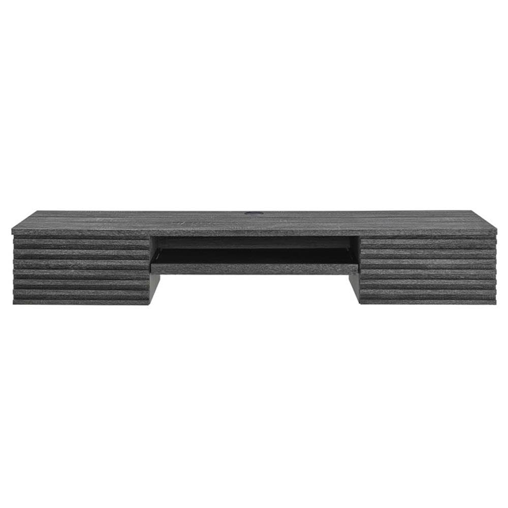 Modway Render Mid-Century Modern Wall Mount Floating Desk - Charcoal Finish | Space-Saving Home Office & Small Apartment Workstation