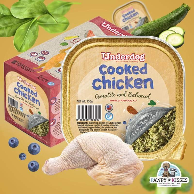 Premium Underdog Cooked Chicken Fresh Frozen Dog Food - 1.2kg Grain-Free Recipe for Small & Medium Dogs - High Protein Meal for Puppies & Adult Dogs - Perfect for Daily Feeding & Training Treats