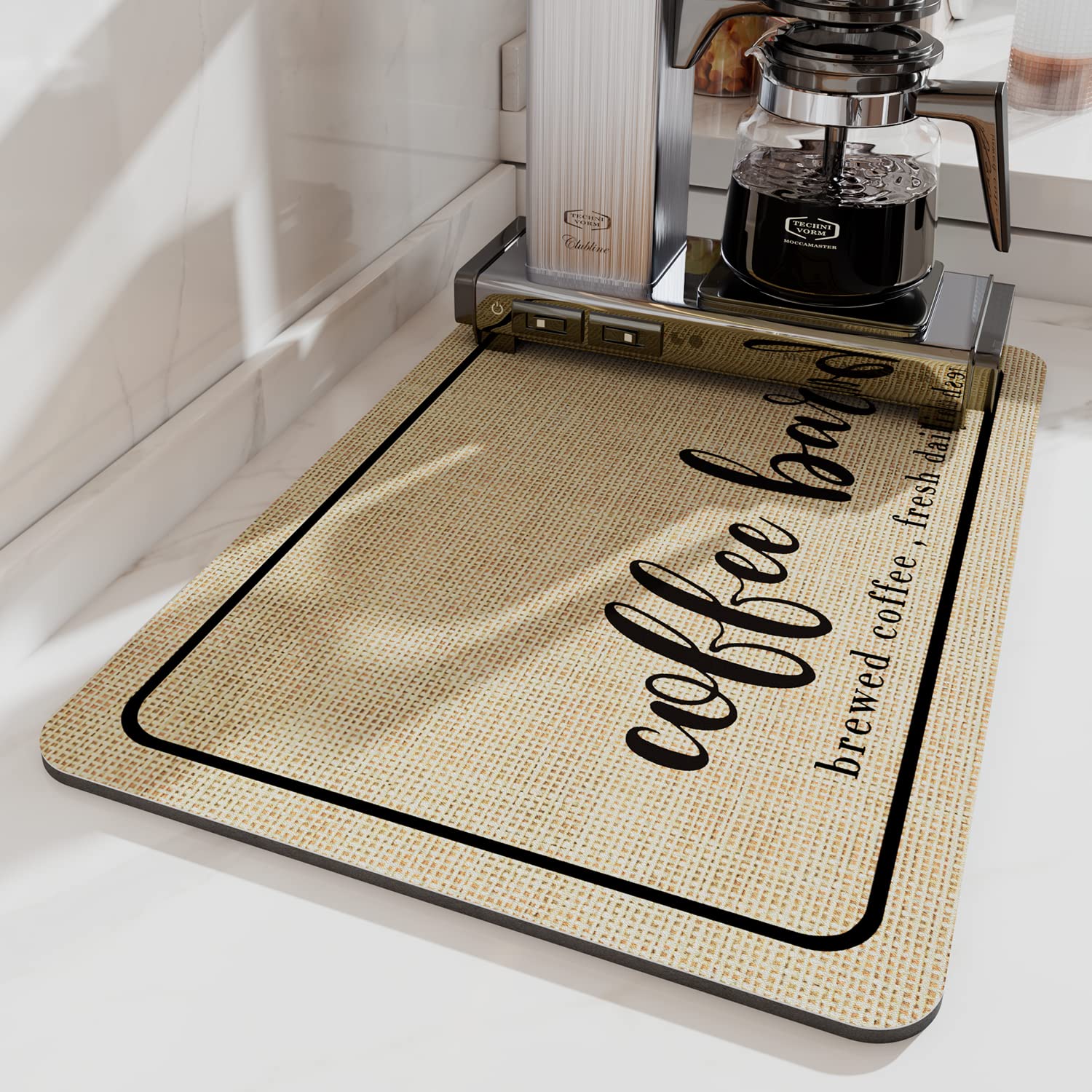 Tchdio Coffee Mat - Absorbent, Quick Drying Kitchen Counter Mat with Non-Slip Rubber Backing - Perfect for Coffee Bars, Espresso Machines & Dish Drying - Ideal for Home Kitchens, Offices & Cafés
