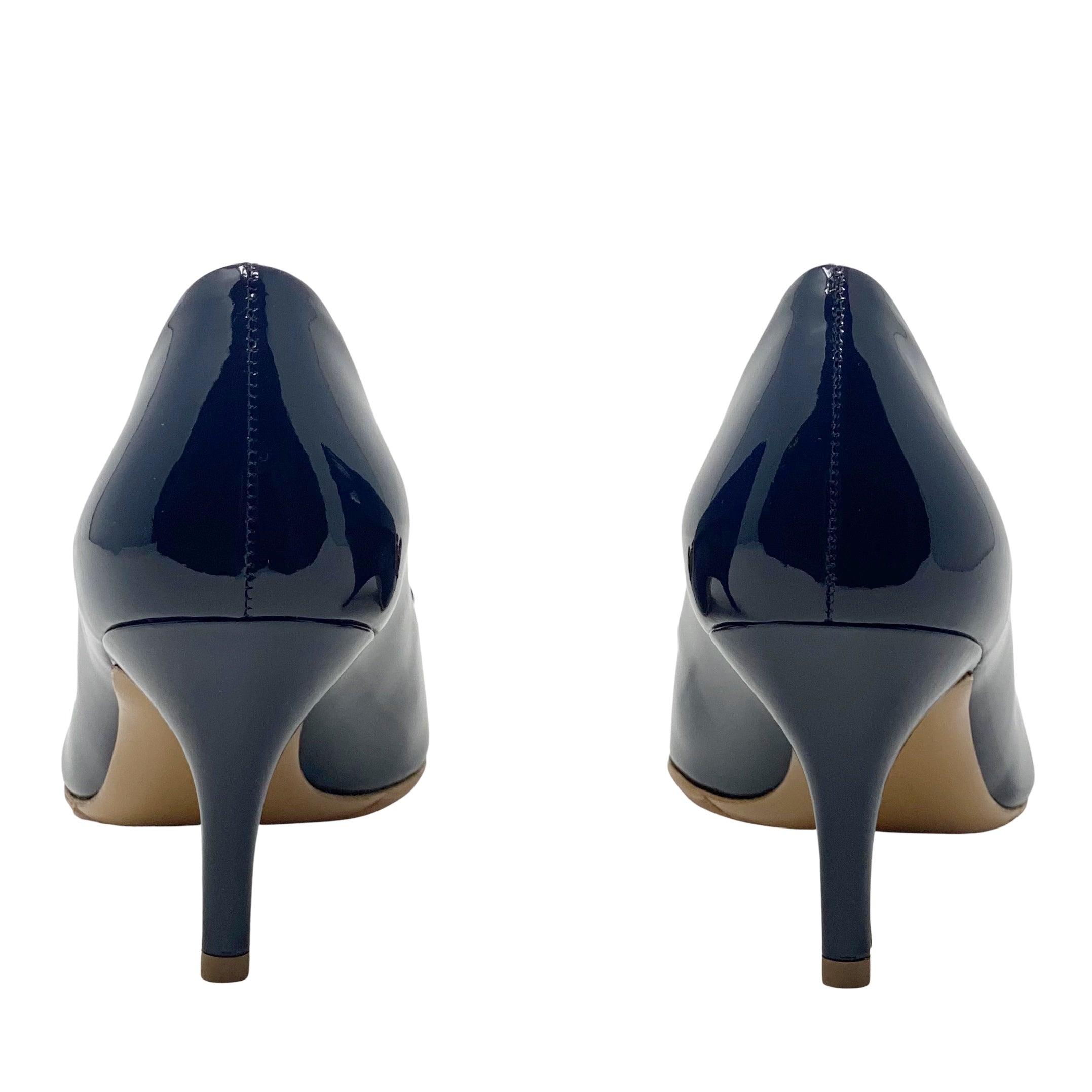 Ferragamo Blue Carla Pumps Women's Heels Size 7C - Elegant Pointed Toe Dress Shoes for Office, Party & Wedding Occasions