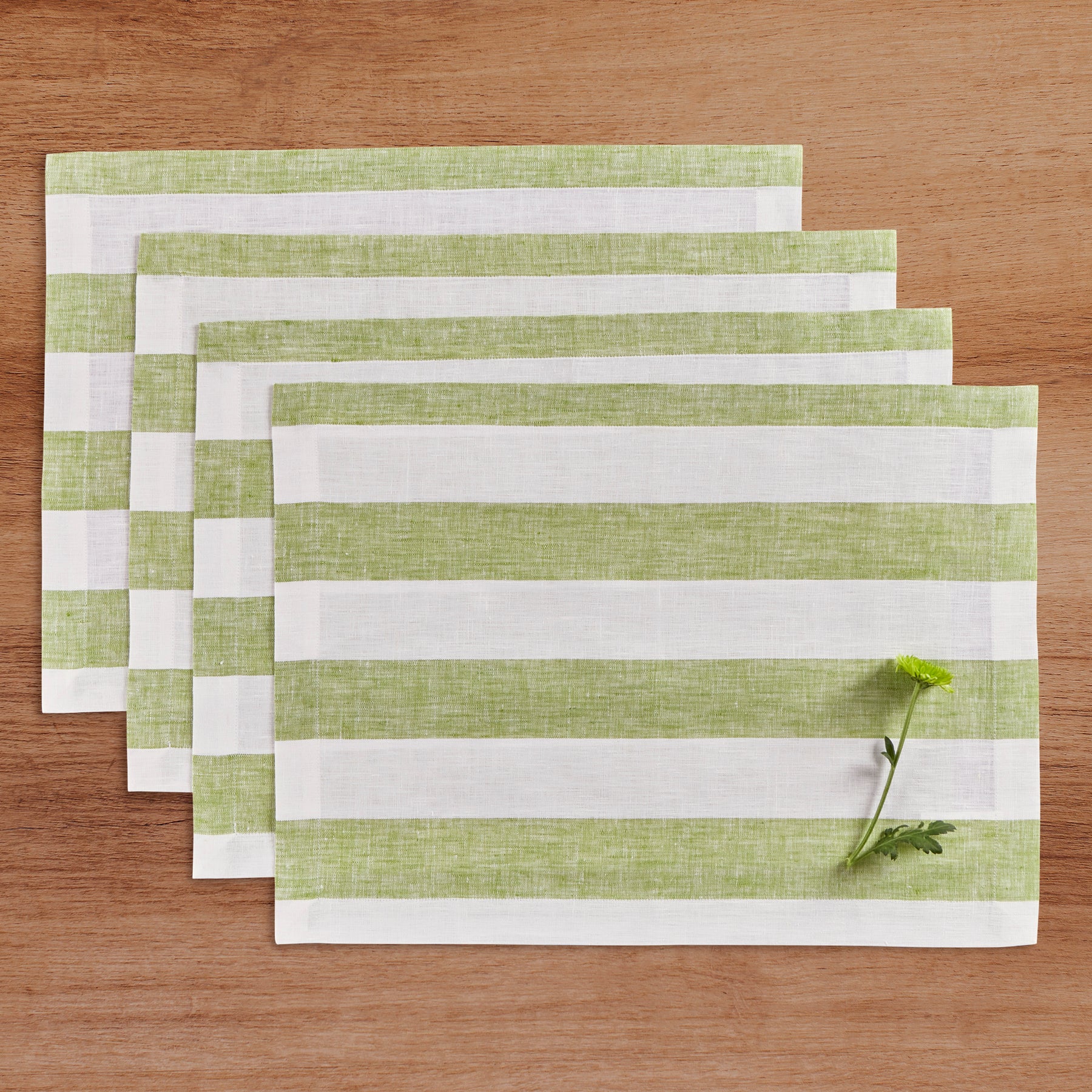 Premium Cabana Stripe Cotton Placemats Set of 4 - Waterproof & Washable Table Mats for Dining, Kitchen, and Outdoor Patio Decor